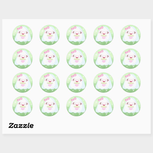 Cute Matcha Latte Ghost Classic Round Sticker (Sheet)