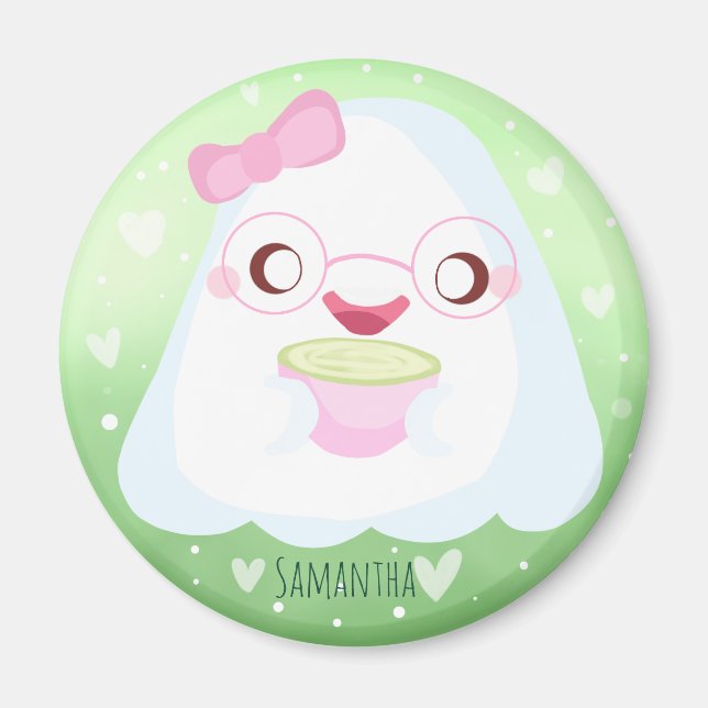 Cute Matcha Latte Ghost Magnet (Front)
