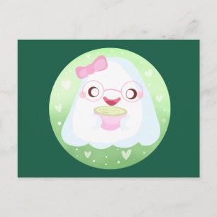 Cute Matcha Latte Ghost Postcard