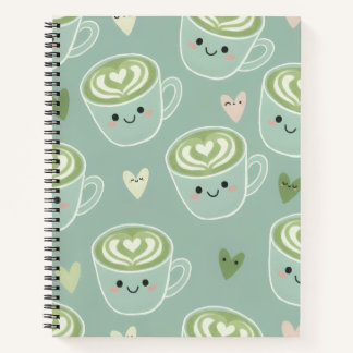 Cute Matcha Latte Pastel Green Spiral Notebook