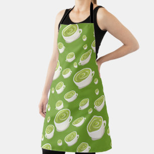 Cute Matcha Latte Pattern in love Apron