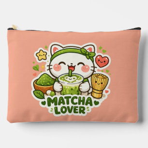 Cute Matcha Lover Cat Accessory Pouch