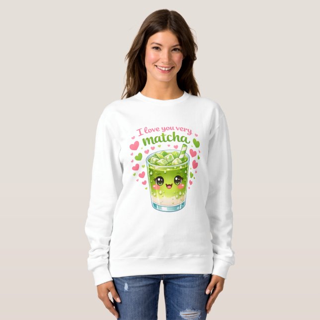 Cute Matcha Lover Cozy Sweatshirt (Front Full)