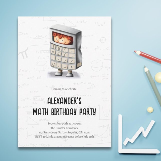 Cute Math Formulas Pattern Kids Birthday Party Invitation (Creator Uploaded)