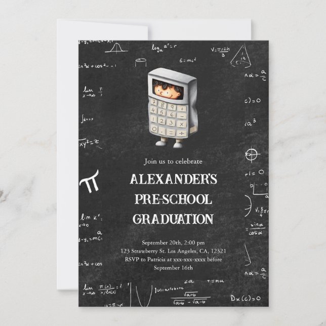 Cute Math Kids Preschool Graduation  Invitation (Front)