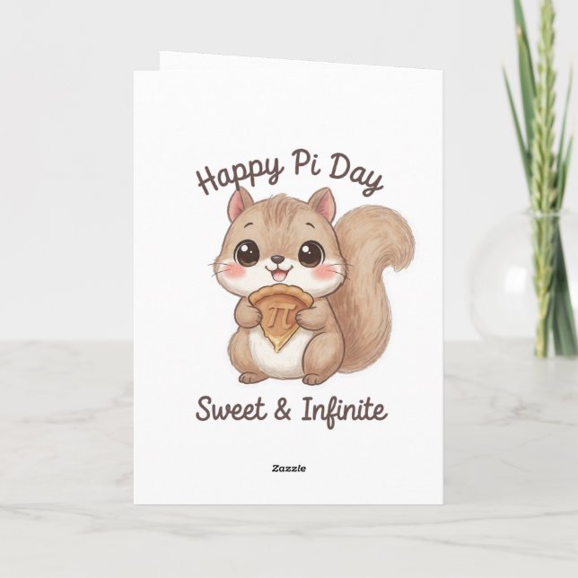 Cute Math Nerd Bear with Pie Card (Back)