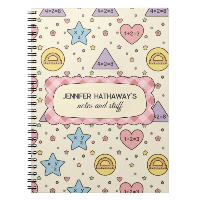 Cute Math Shapes Back to School Notebook Pattern  (Front)