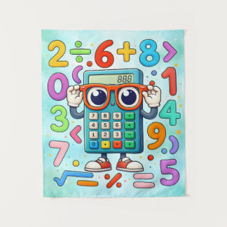 Cute Maths Calculator Numbers Poster for Kids Tapestry