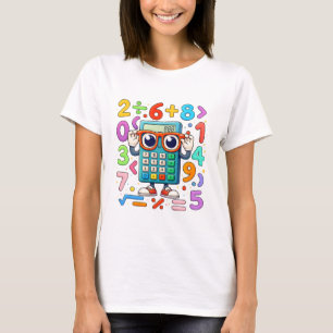 Cute Maths Calculator Numbers T Shirt for Kids