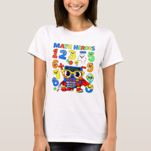 Cute Maths Heroes Numbers Cartoon T Shirt Kids UK!