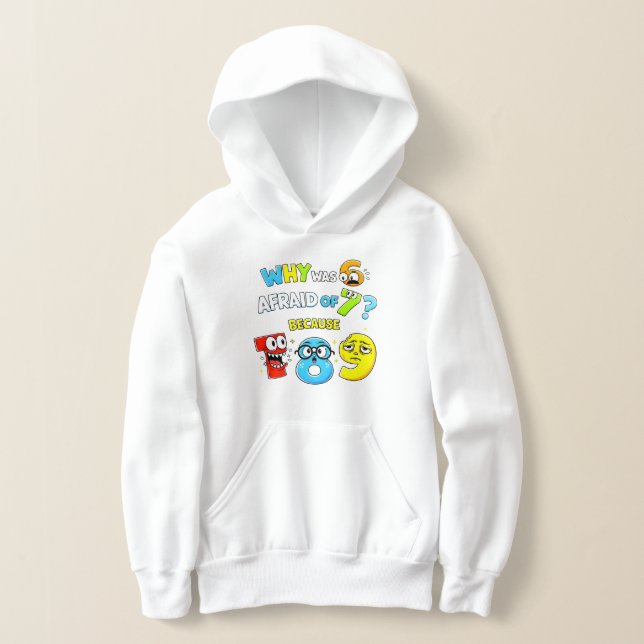 Cute Maths Numbers Cartoon Hoodie Kids UK Learning (Laydown)