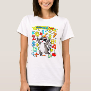 Cute Maths Numbers Raccoon Cartoon T Shirt Kids UK
