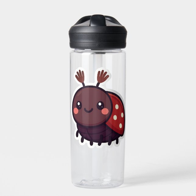 Cute May Beetle – Kawaii Forest Charm Water Bottle (Front)