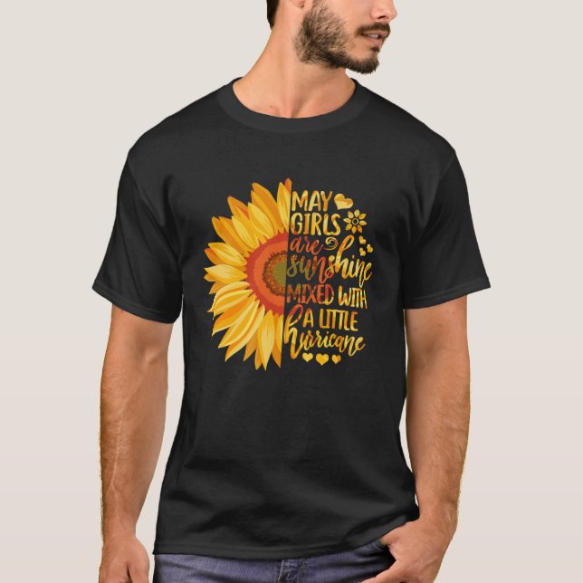 Cute May Girls Are Sunshine Mixed With Hurricane C T-Shirt (Front)