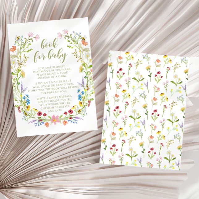Cute meadow little wildflower book for baby shower enclosure card (Creator Uploaded)