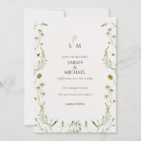 Cute meadow wild flowers bee chamomile wedding 
