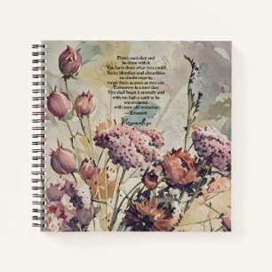 Cute Meadow WildFlowers Emerson Quote Pink Journal