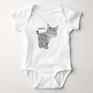 Cute mean bobcat lynx cartoon baby bodysuit