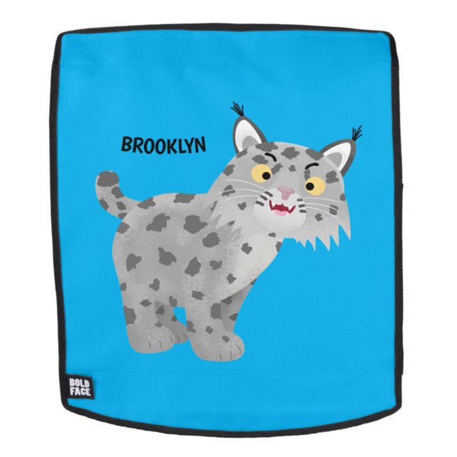 Cute mean bobcat lynx cartoon backpack (Removable Face)