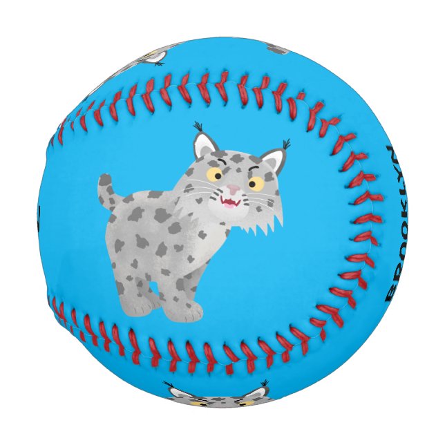 Cute mean bobcat lynx cartoon baseball (Back Left)