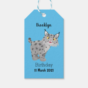 Cute mean bobcat lynx cartoon gift tags