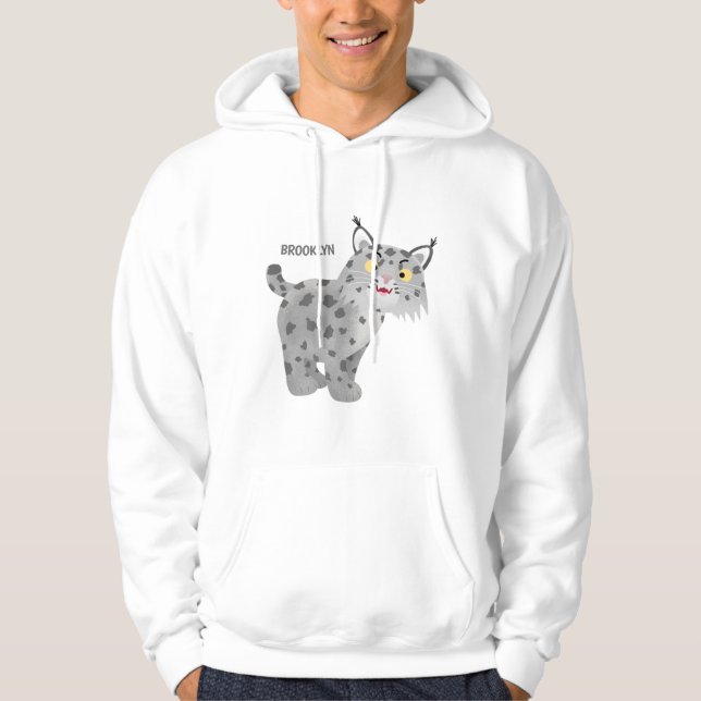 Cute mean bobcat lynx cartoon hoodie (Front)