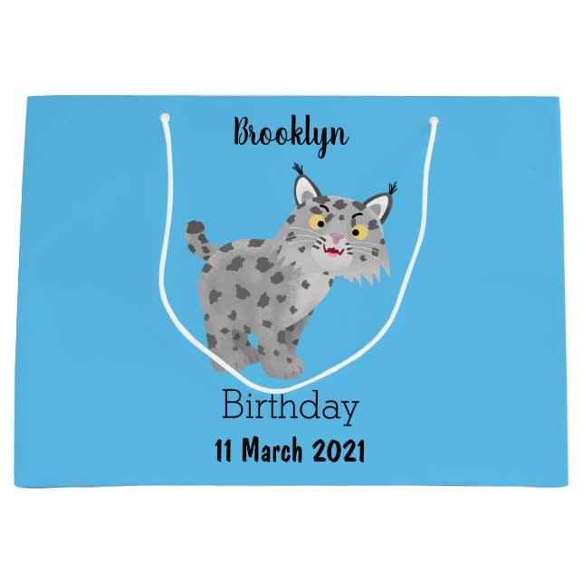 Cute mean bobcat lynx cartoon large gift bag (Front)