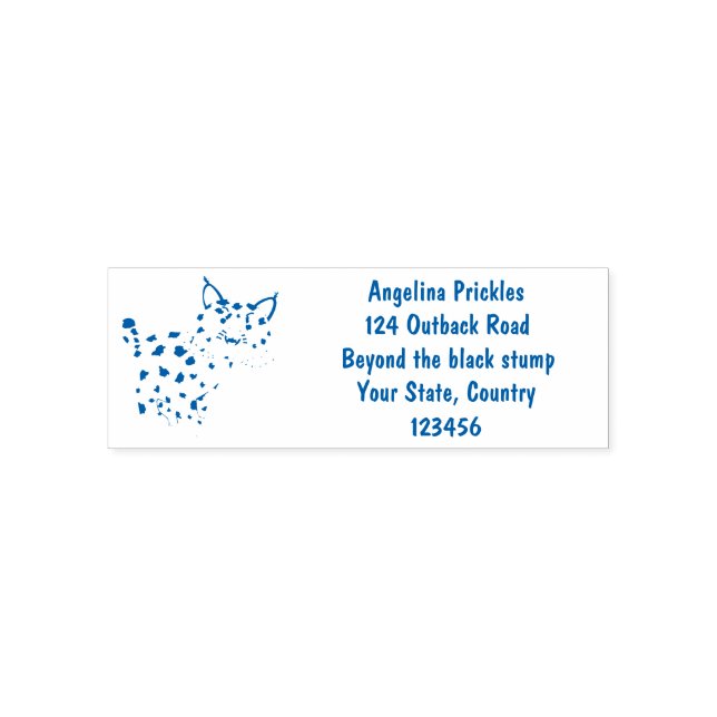 Cute mean bobcat lynx cartoon self-inking stamp (Design)