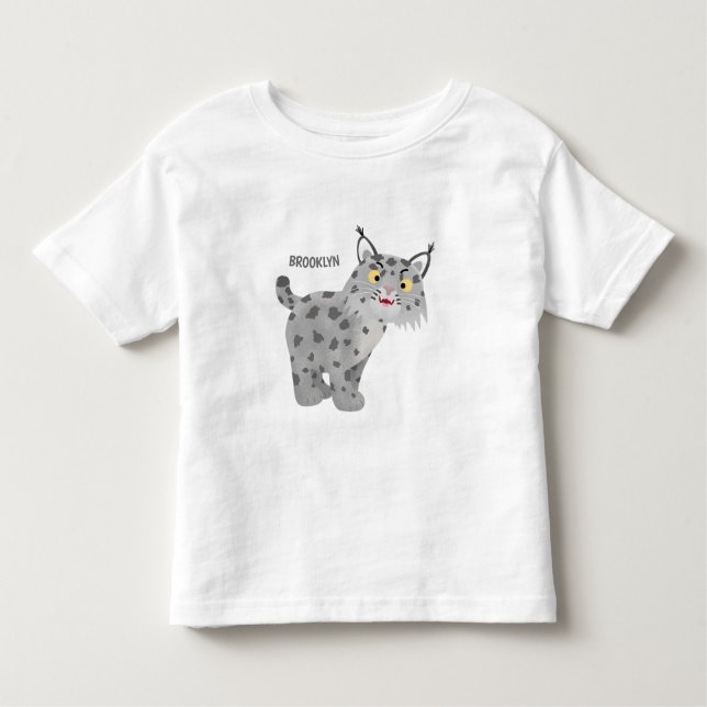 Cute mean bobcat lynx cartoon  toddler T-Shirt (Front)