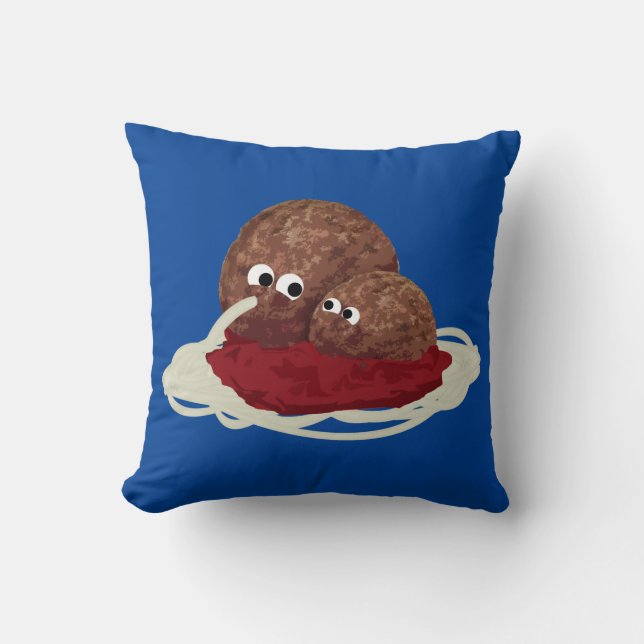 Cute Meatball Eating Spaghetti Cushion (Front)