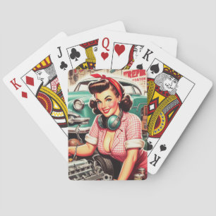 Cute Mechanic Pin-up Playing Cards
