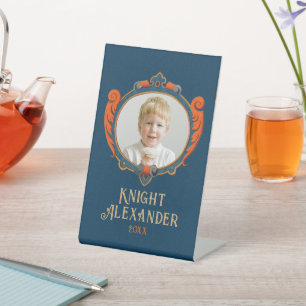 Cute Mediaeval Shield Coat Of Arms Knight Photo Pedestal Sign