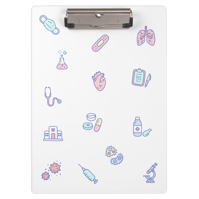 Cute medical cartoon doctor nursing doodles clipboard (Front)