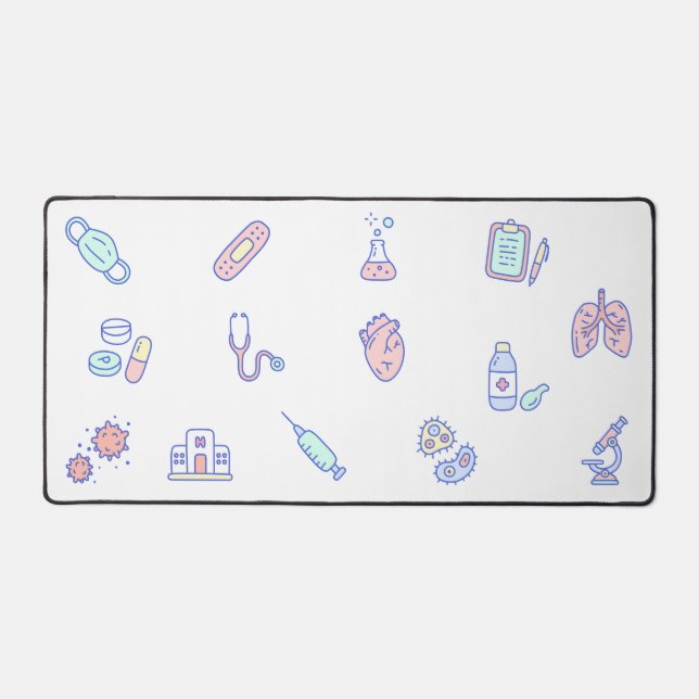 Cute medical cartoon doctor nursing doodles desk mat (Front)
