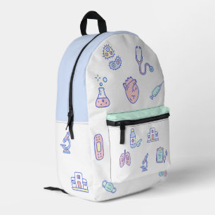 Cute medical cartoon doctor nursing doodles printed backpack