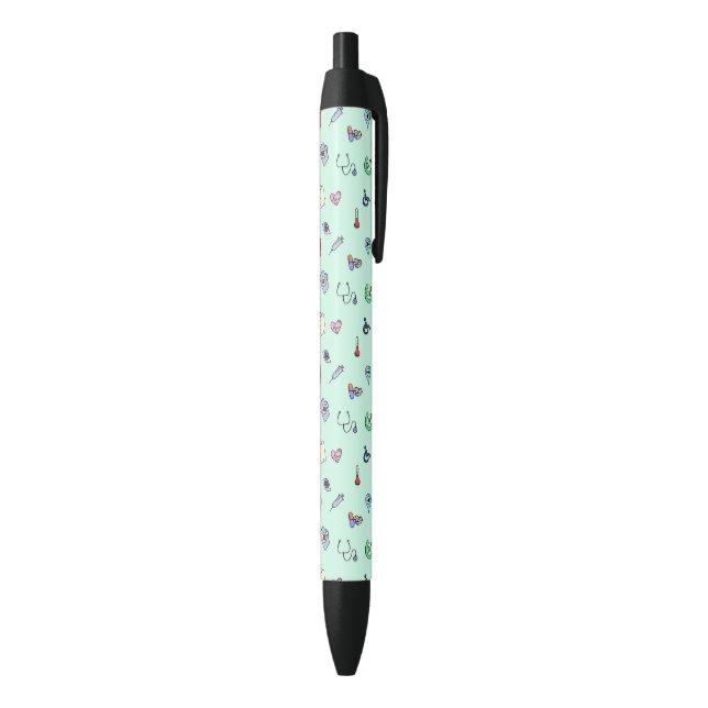 Cute Medical Icon Pattern Black Ink Pen (Bottom (Vertical))