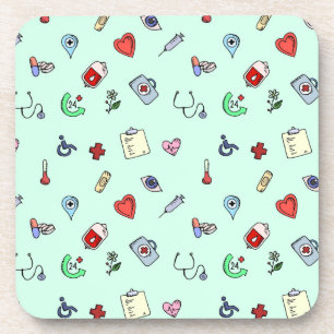 Cute Medical Icon Pattern Coaster