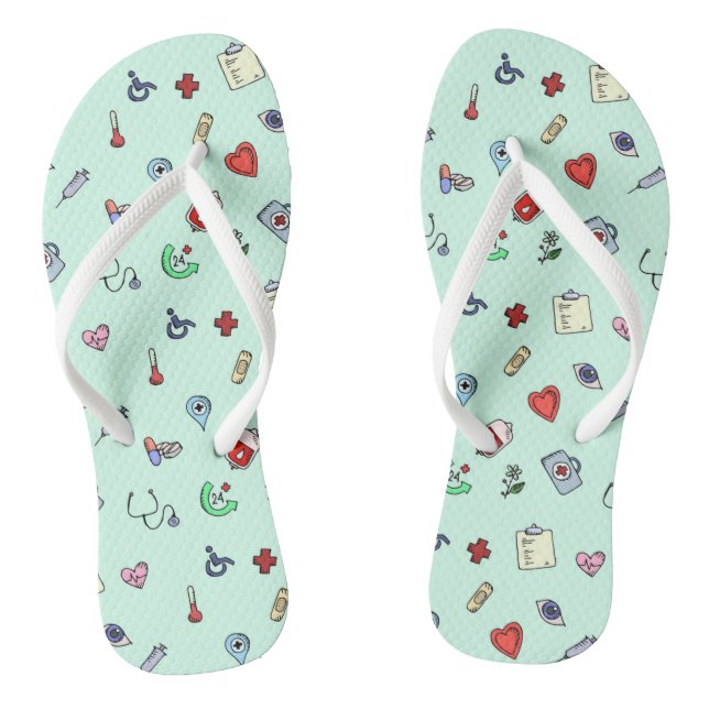 Cute Medical Icon Pattern Jandals (Footbed)