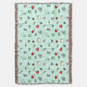 Cute Medical Icon Pattern Throw Blanket