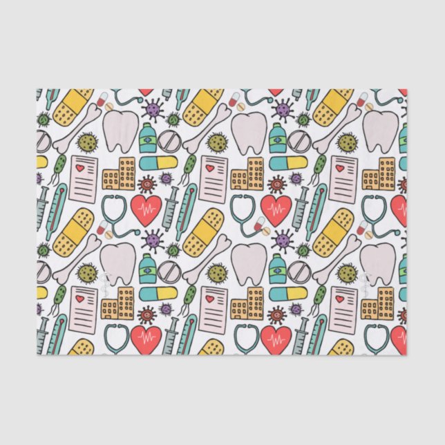 Cute Medical Nurse, Doctor, Healthcare Themed  Tissue Paper (Front)