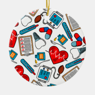 Cute Medical Nurse Doctor Theme Mixed Pattern  Ceramic Tree Decoration