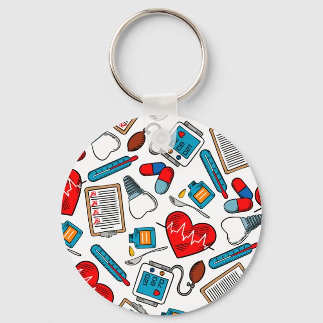 Cute Medical Nurse Doctor Theme Mixed Pattern   Key Ring (Front)