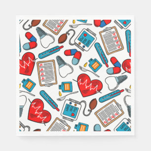 Cute Medical Nurse Doctor Theme Mixed Pattern Napkin