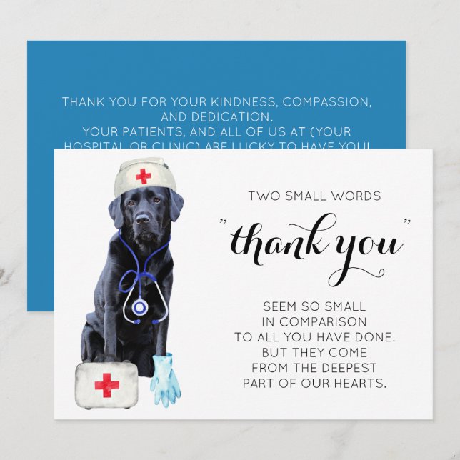 Cute Medical Nursing Dog Thank You Nurses Week Holiday Card (Front/Back)