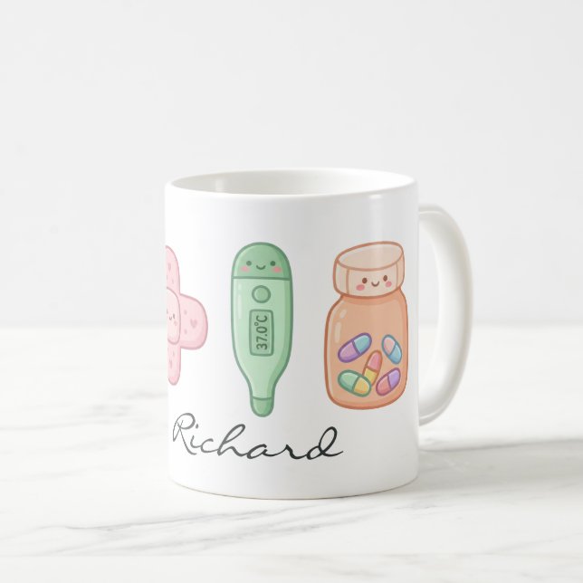 Cute Medical Tools Cartoon Set Coffee Mug (Front Right)