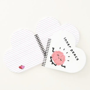 Cute Meditating Brain & Minimalist Inner Peace Notebook