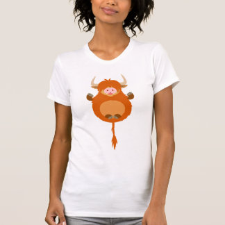 Cute Meditating Cartoon Highland Cow Women T-Shirt
