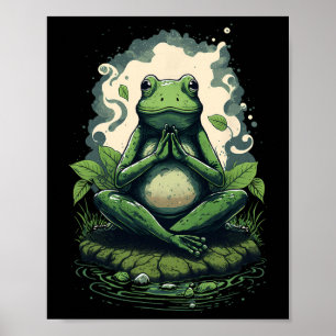 Cute Meditating Frog Zen Yoga Spiritual Meditation Poster
