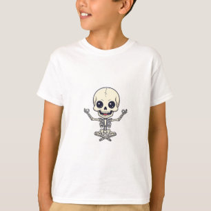 Cute Meditating Skeleton Cartoon Kids T-Shirt