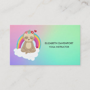 Cute Meditating Sloth in Lotus Position Yoga Business Card
